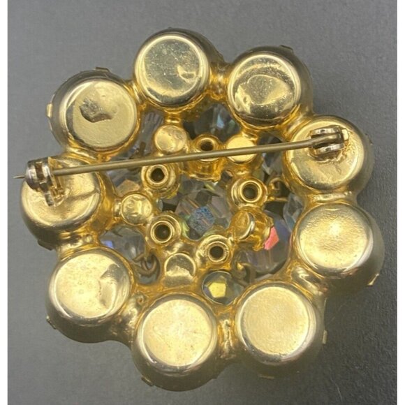 Vtg Brooch Juliana Attributed Unsigned AB Crystal Cha Cha Gold Plated 1.75 Inch - Picture 4 of 8